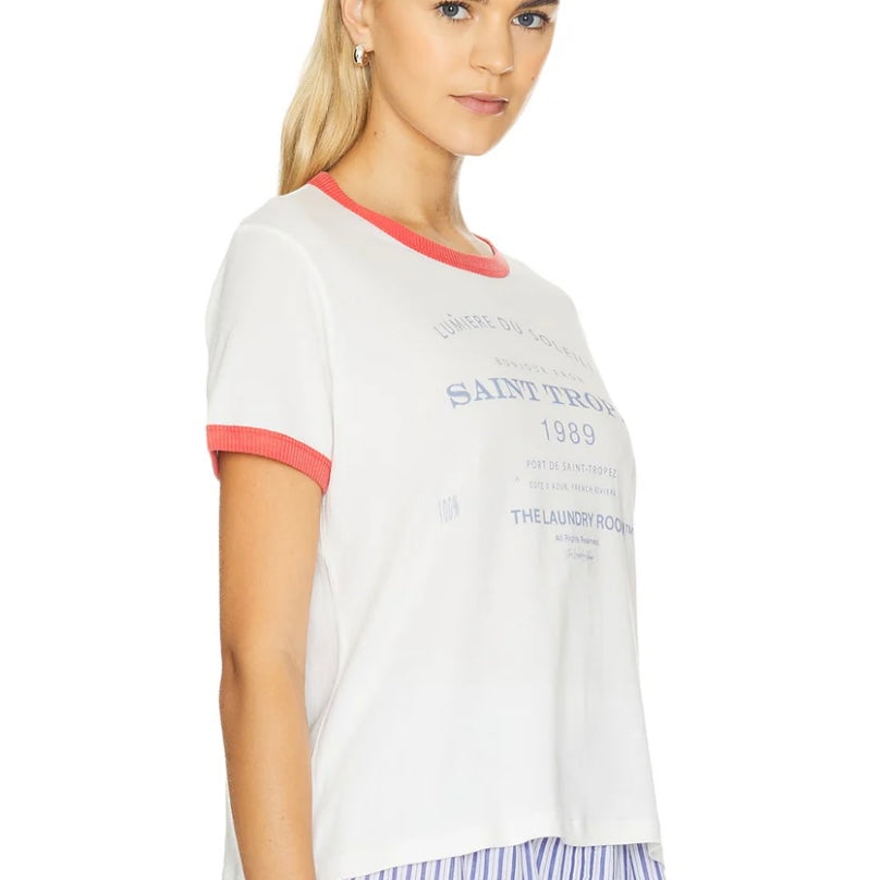 SAINT TROPEZ TEE - WHITE/RED