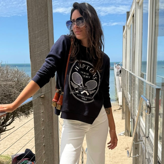HAMPTONS SWEATER- NAVY/WHITE