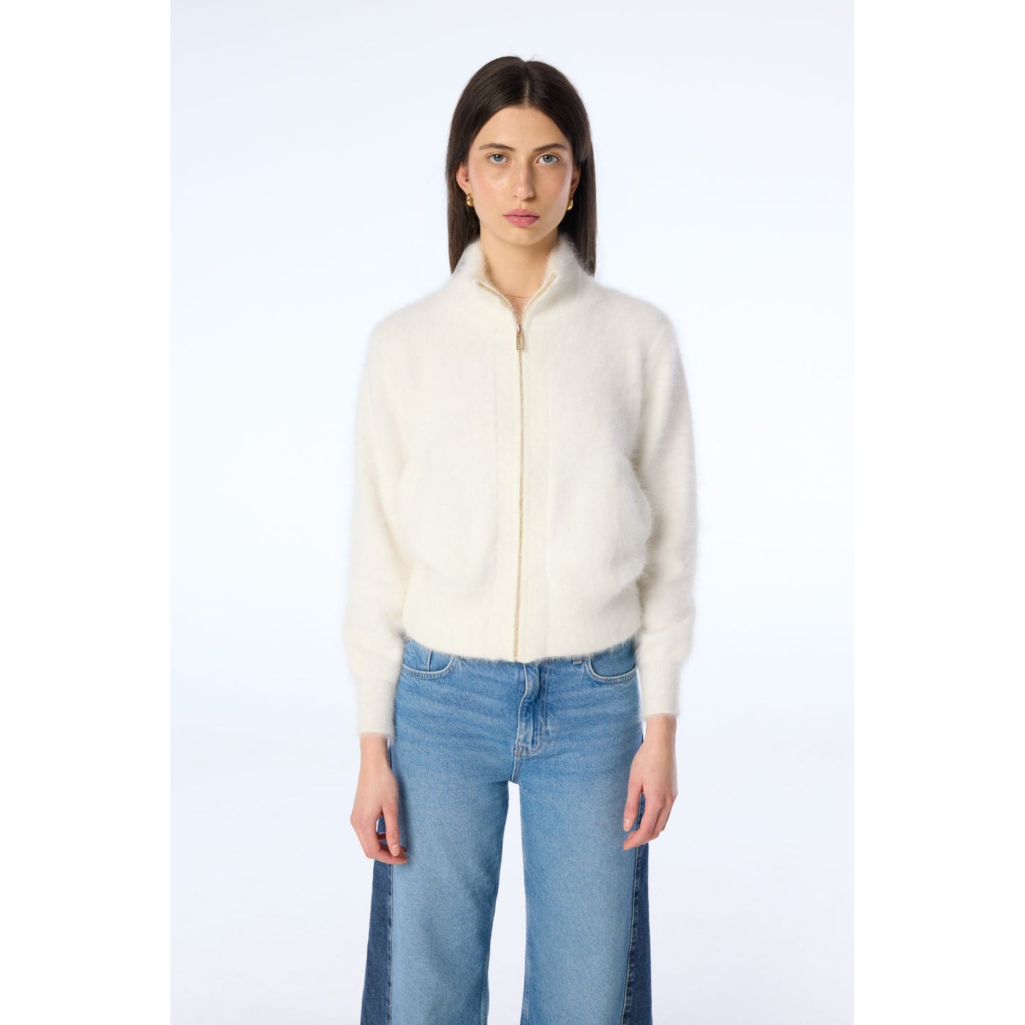 FELIX ZIP CARDIGAN-SNOW