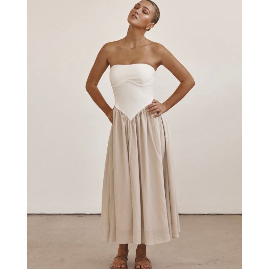 SCARLETT DRESS-CREAM/ LATTE