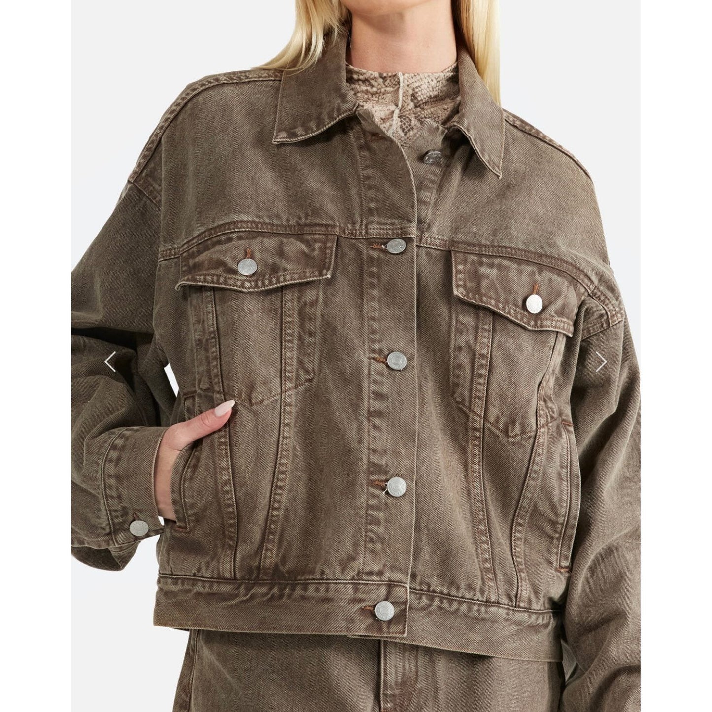 ENA PELLY- OVERSIZED DENIM JACKET-SANDWASH