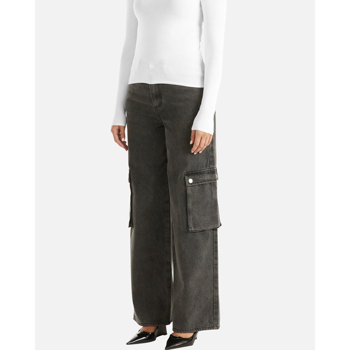 NOVA DENIM CARGO PANT- CHARCOAL WASH