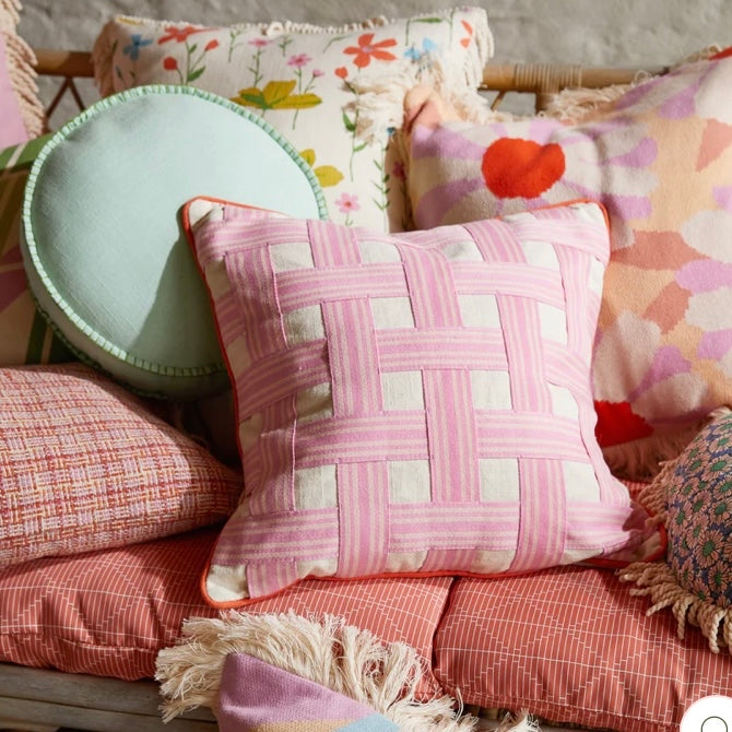 BIGGS COTTON CUSHION - DAHLIA-SAGE & CLARE