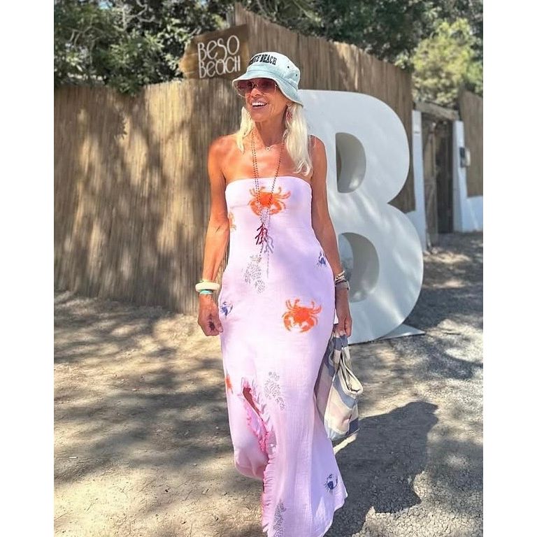 Maxi Rosa Crab Dress-Pink