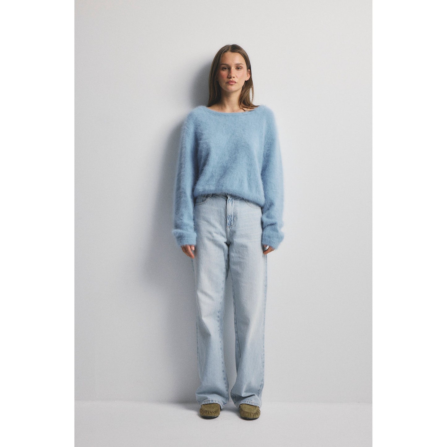 Stella Cashmere Boat Neck-Sky