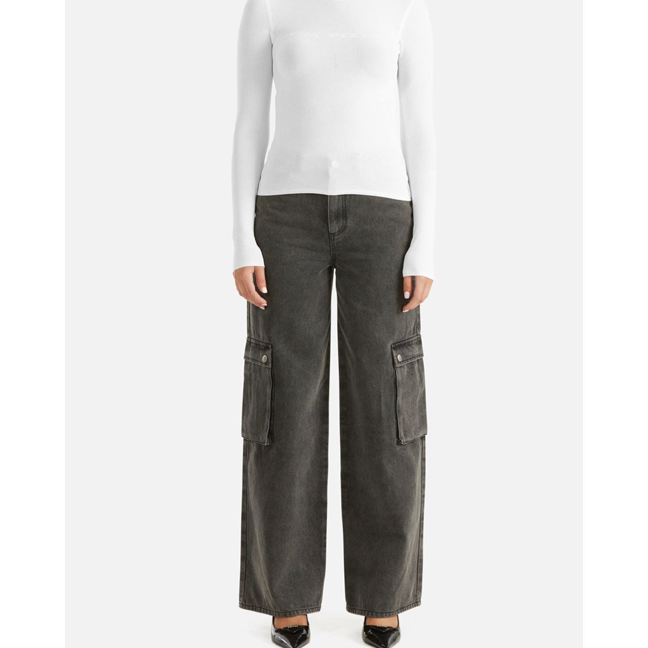 NOVA DENIM CARGO PANT- CHARCOAL WASH