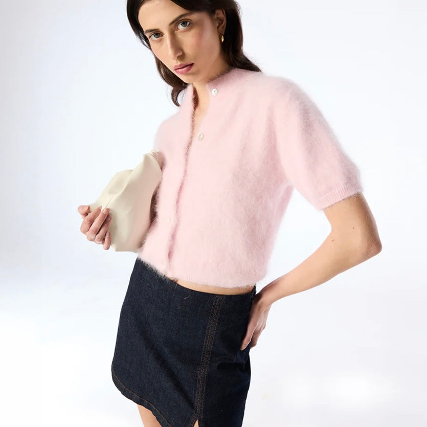 CLAUDIA CROP CARDIGAN-ROSEWATER