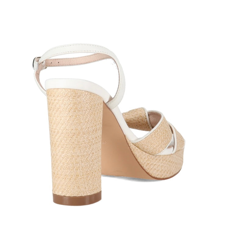 Bella White Raffia 10.5cm Heel