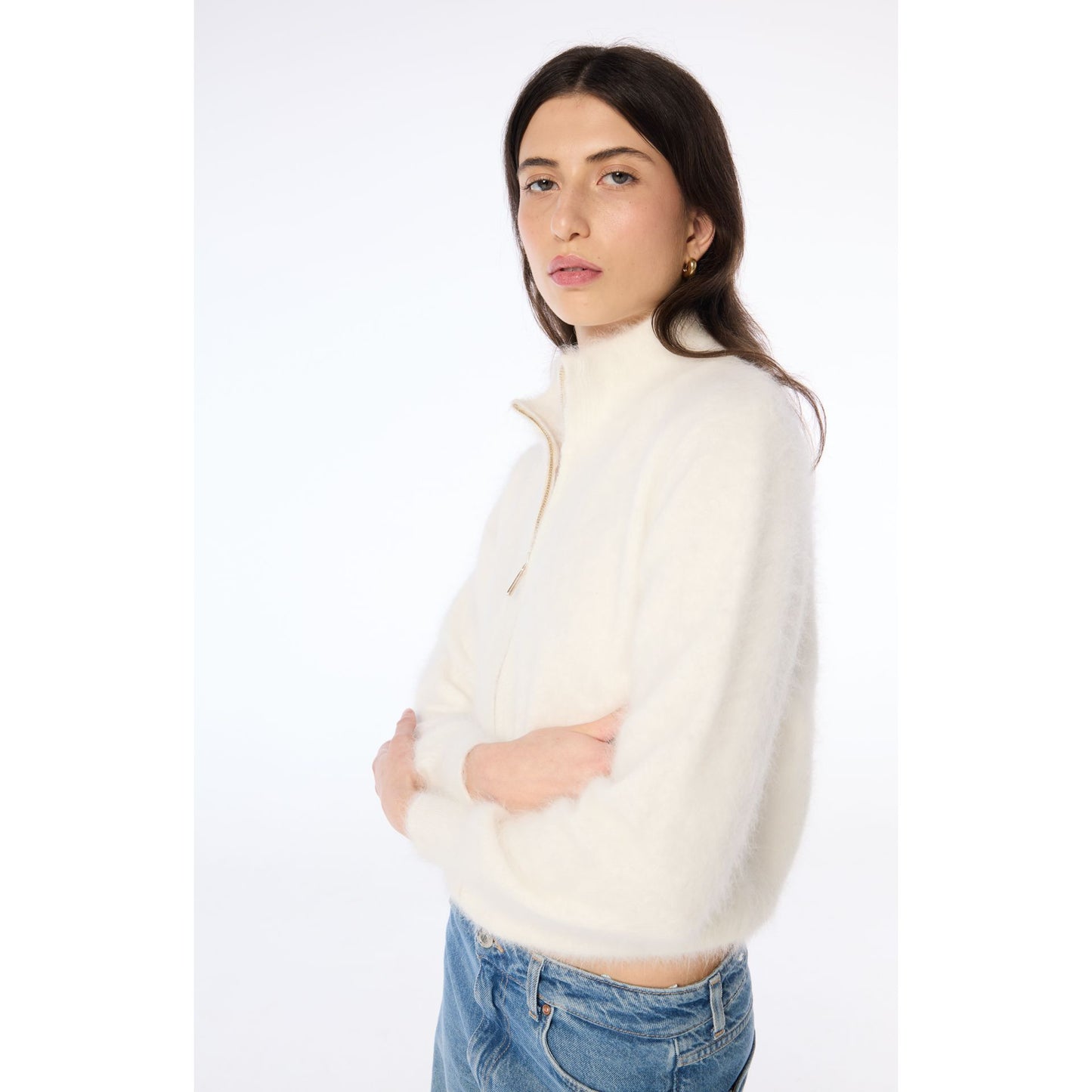 FELIX ZIP CARDIGAN-SNOW