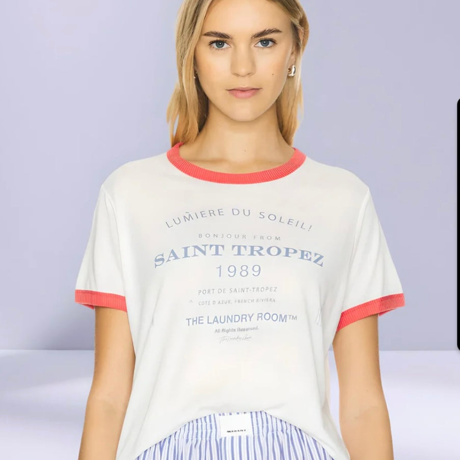 SAINT TROPEZ TEE - WHITE/RED