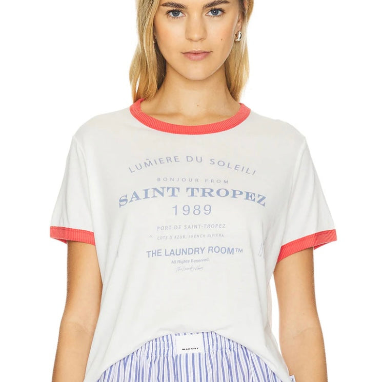 SAINT TROPEZ TEE - WHITE/RED
