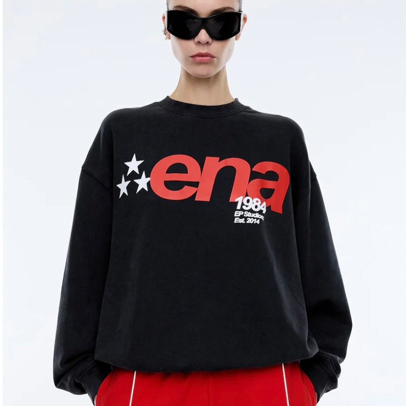 Ena Pelly Star Sweatshirt -Washed Black