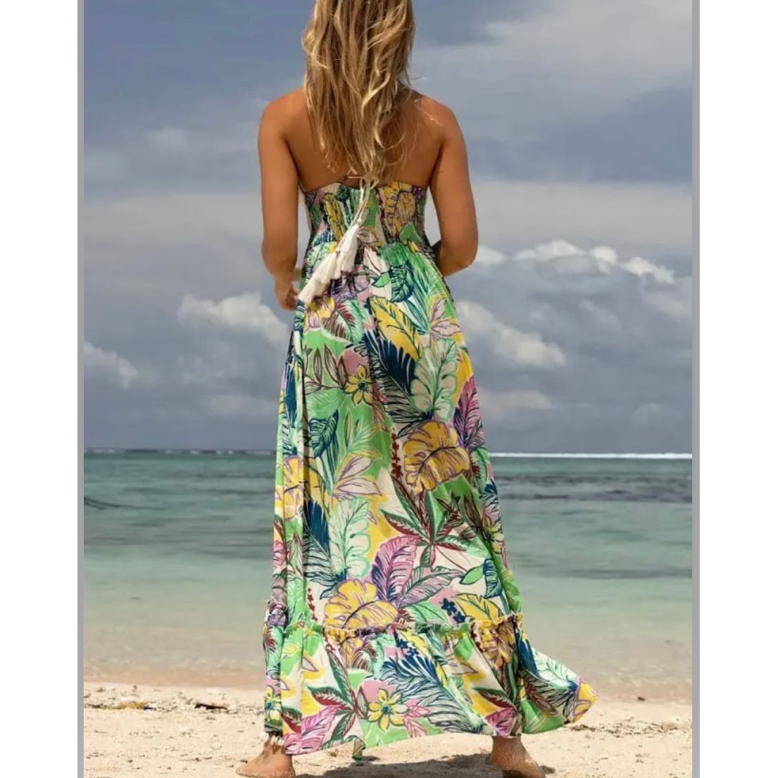 Miss June - Melania Crochet long Dress - Multi Floral