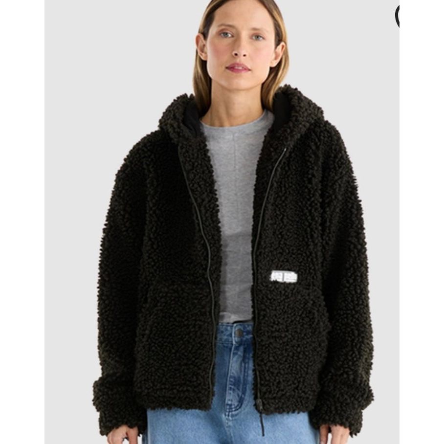 ENA PELLY GRACIE FAUX FUR JACKET- CHARCOAL