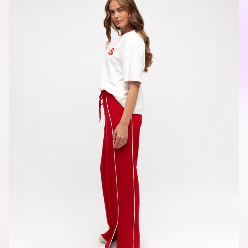 Ruby Trackpant - Blood Red & White Stripe