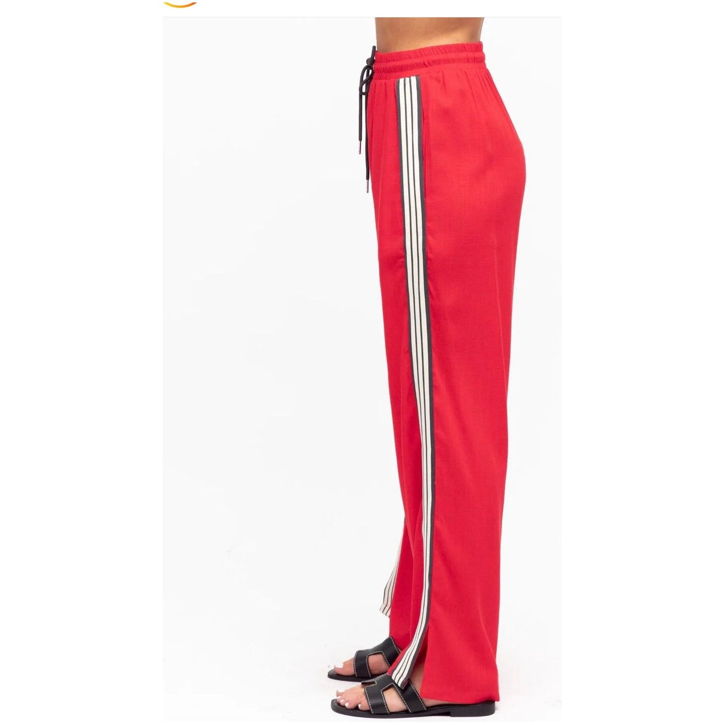 RACER LINEN STRIPE PANT-RED
