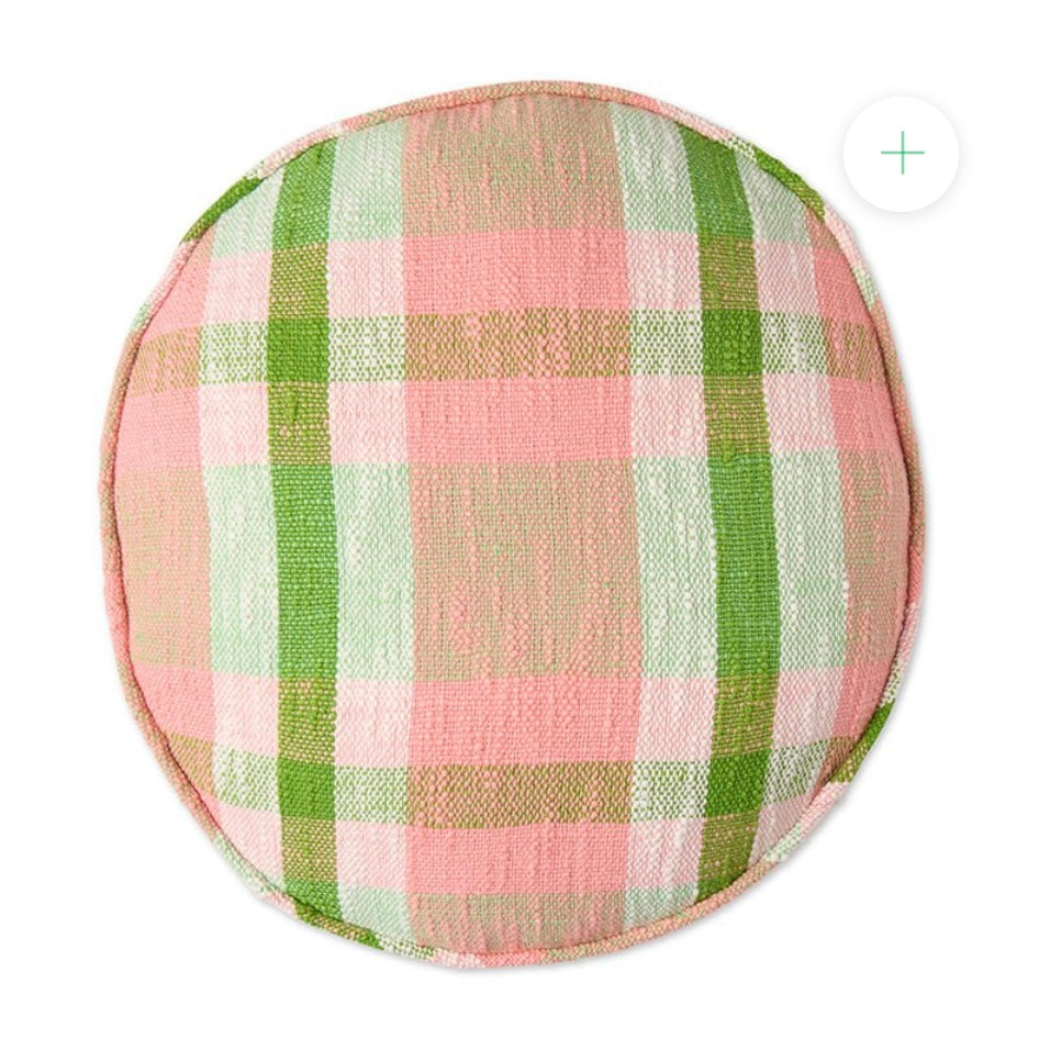 PISTACHIO TARTAN WOVEN PEA CUSHION