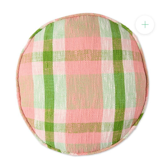 PISTACHIO TARTAN WOVEN PEA CUSHION