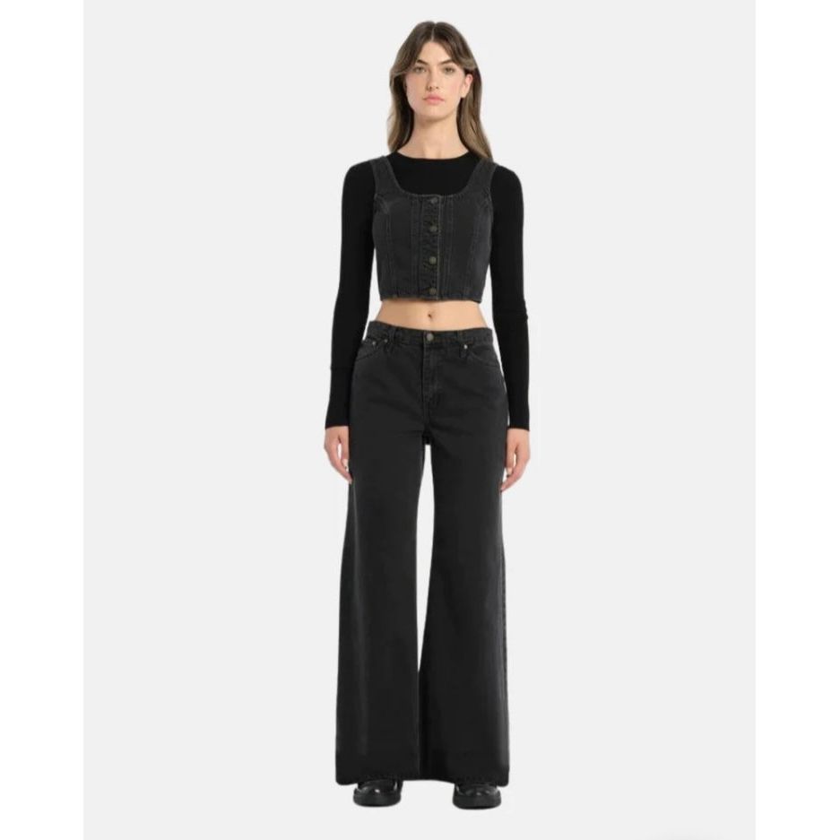 SARI DENIM WIDE LEG JEAN -BLACK