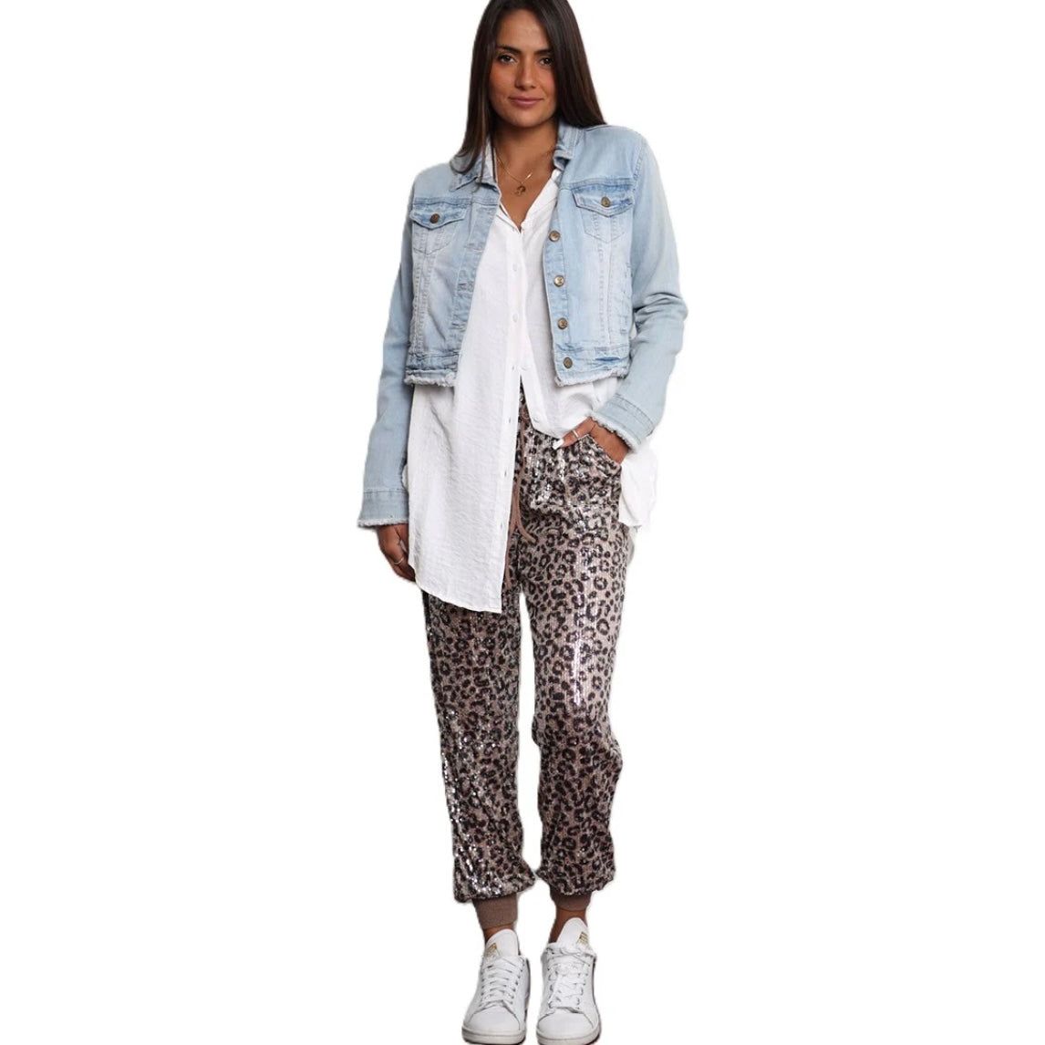 Anais Leopard Sequin Jogger-Multi