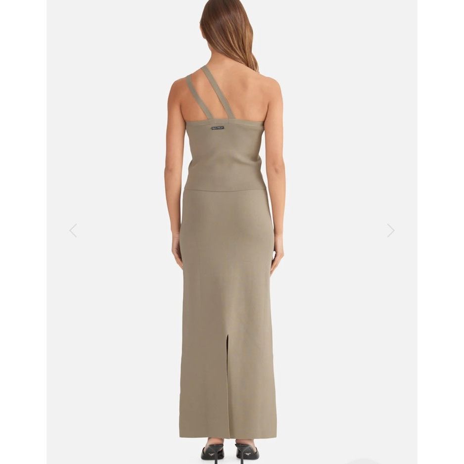 ENA PELLY- EVIE LUXE ASSYMETRIC KNIT TANK- OLIVE