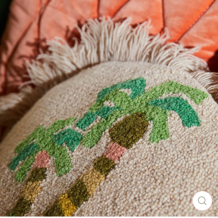 BOLSA CHICA PUNCH NEEDLE CUSHION-SAGE & CLARE