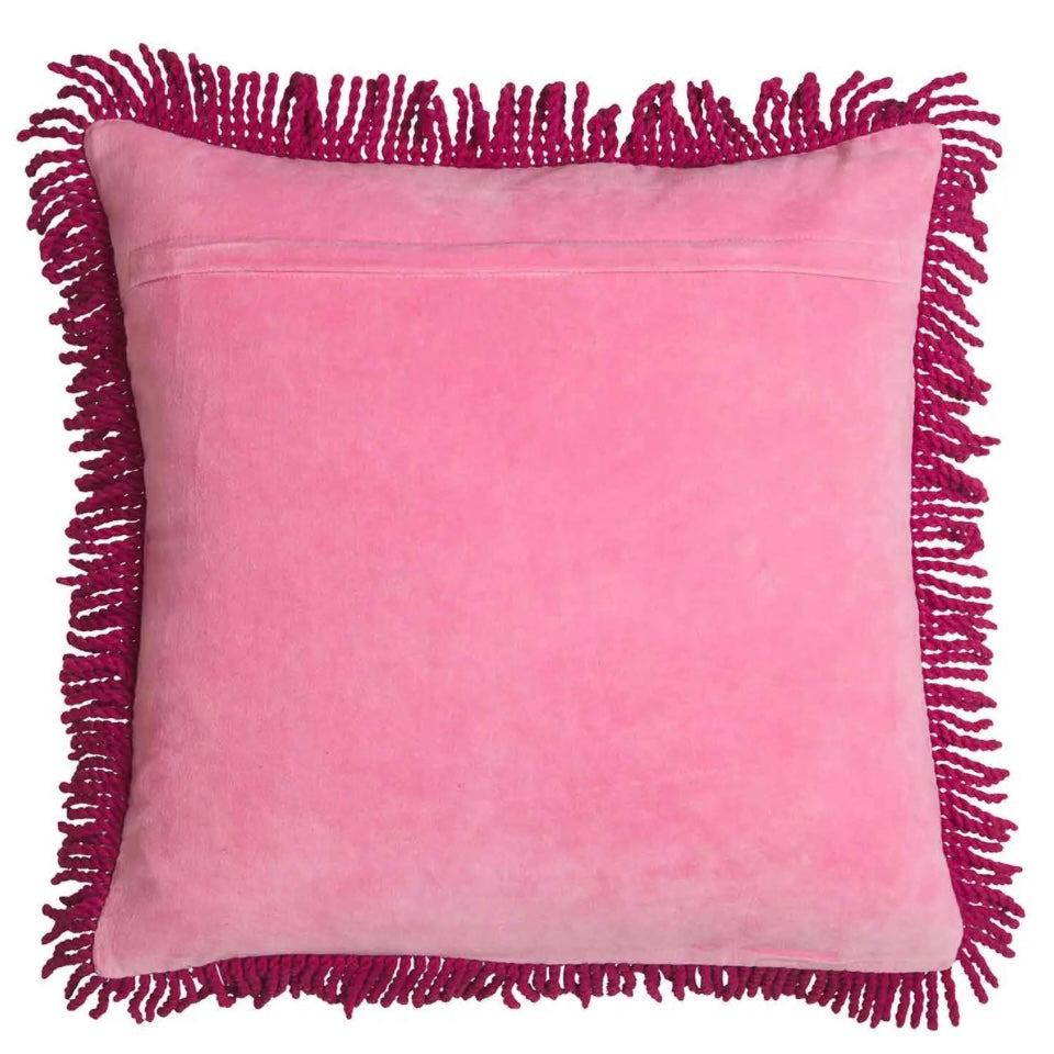 Adelyn Embroidered Cushion - Cosmo Pink