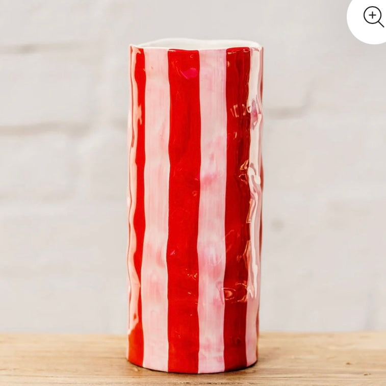 Vase - Red & Pink Stripe
