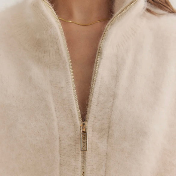 FELIX ZIP CARDIGAN- OATMEAL