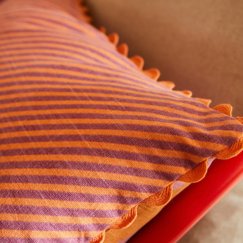 BUNDI STRIPE CUSHION - DESERT-SAGE & CLARE