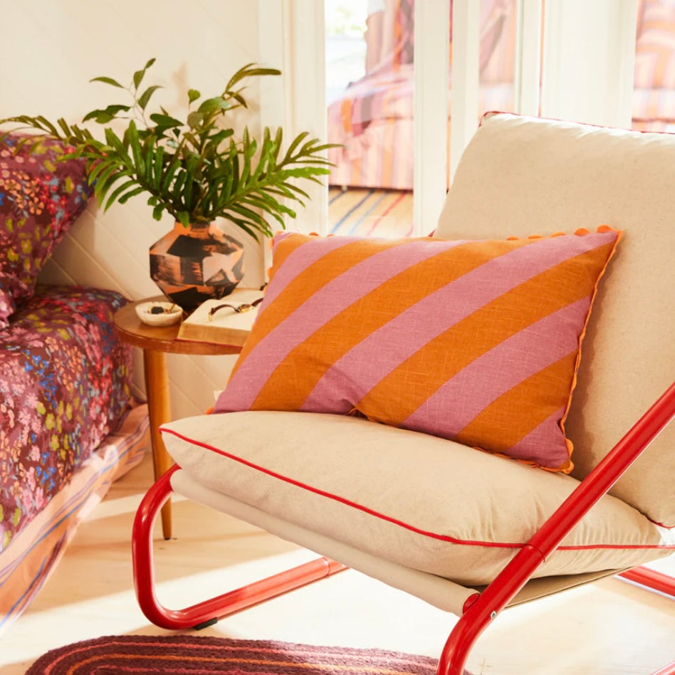 BUNDI STRIPE CUSHION - DESERT-SAGE & CLARE