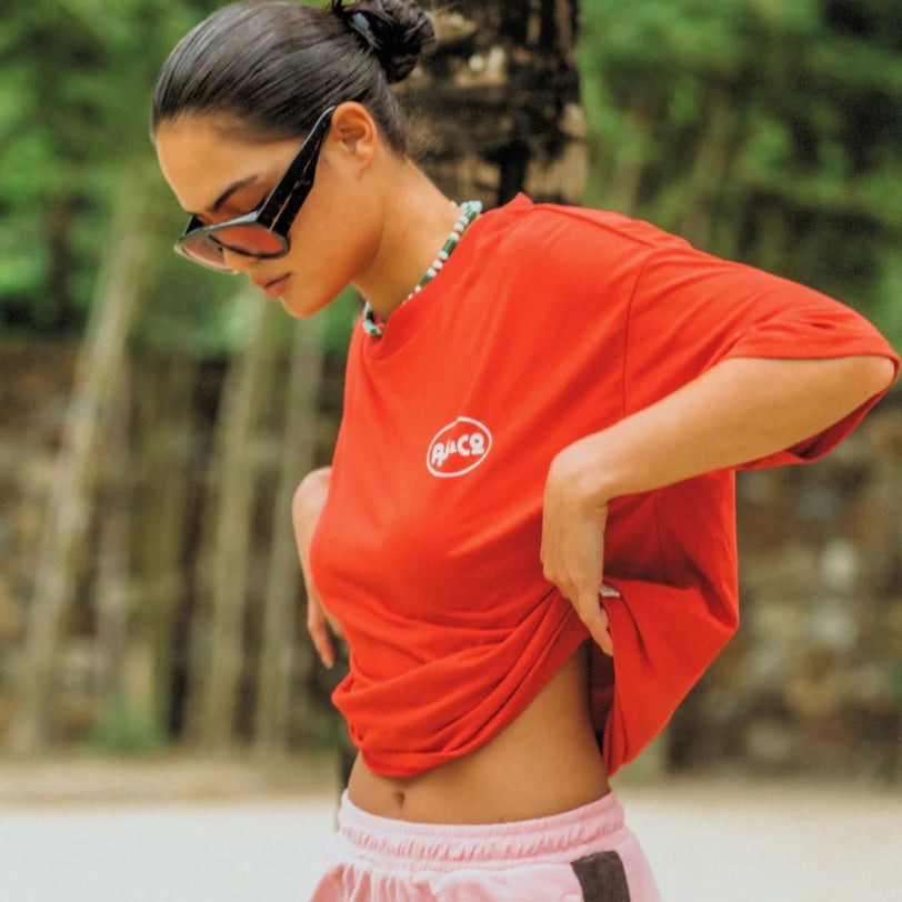 CHILLIN OVERSIZED TEE- POPPY RED