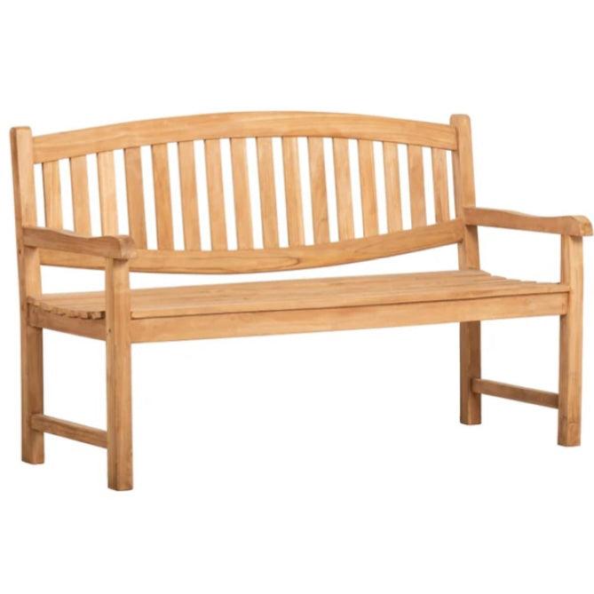 Solid Outdoor Teak Oval Bench