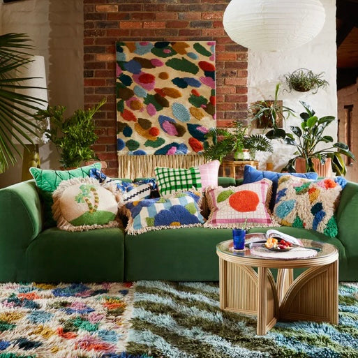 BOLSA CHICA PUNCH NEEDLE CUSHION-SAGE & CLARE