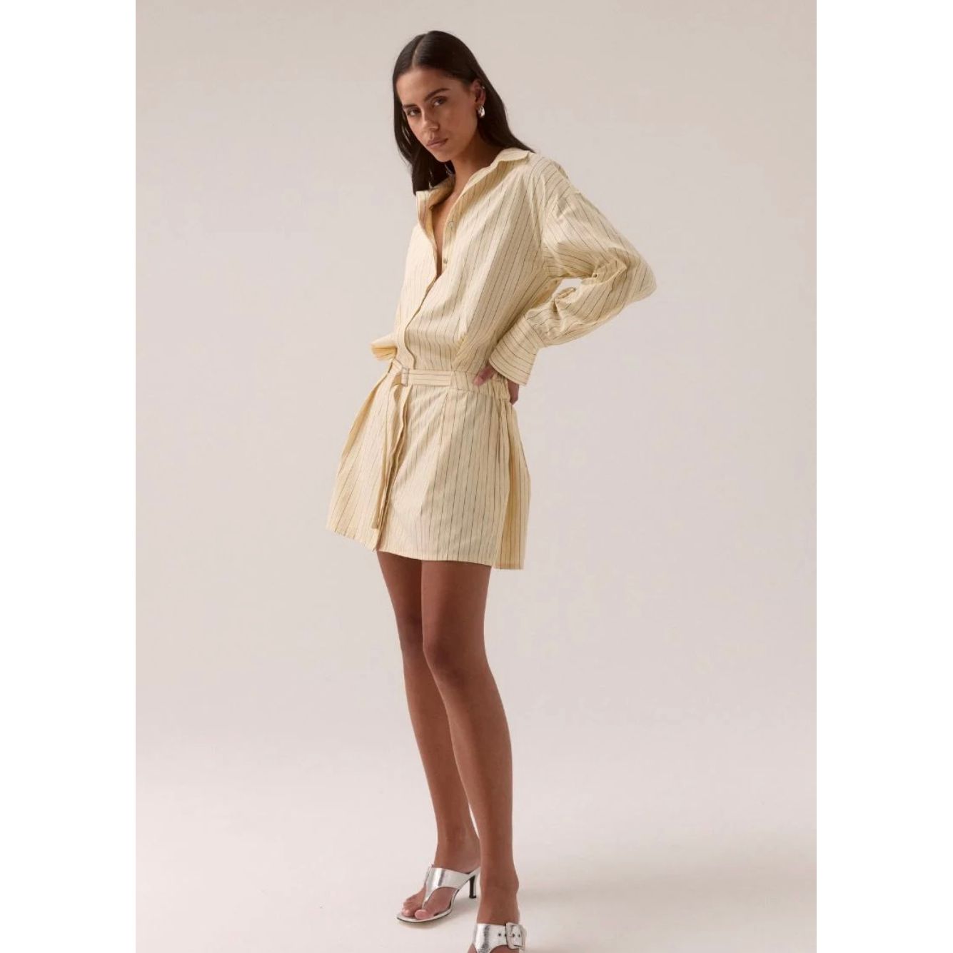 BRYNN SHIRT DRESS-LEMONADE STRIPE
