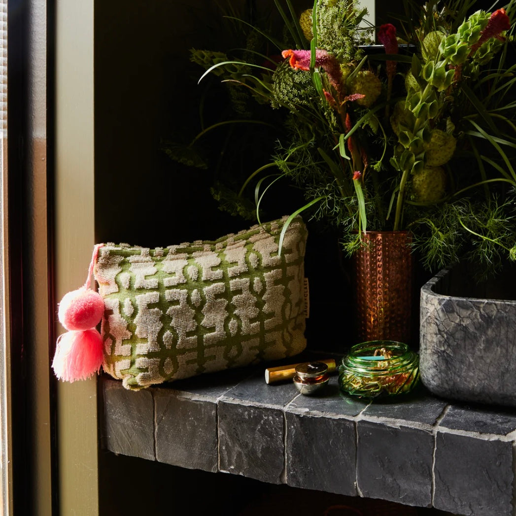 AMATA TERRY POUCH - PALM-SAGE & CLARE