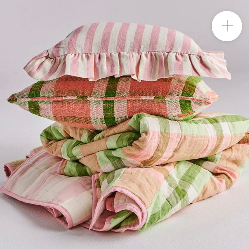 PISTACHIO TARTAN WOVEN CUSHION