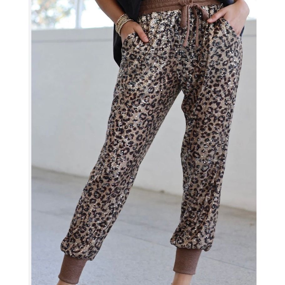 Anais Leopard Sequin Jogger-Multi