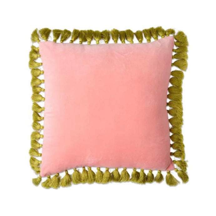 Citron Rose Velvet Tassel Cushion