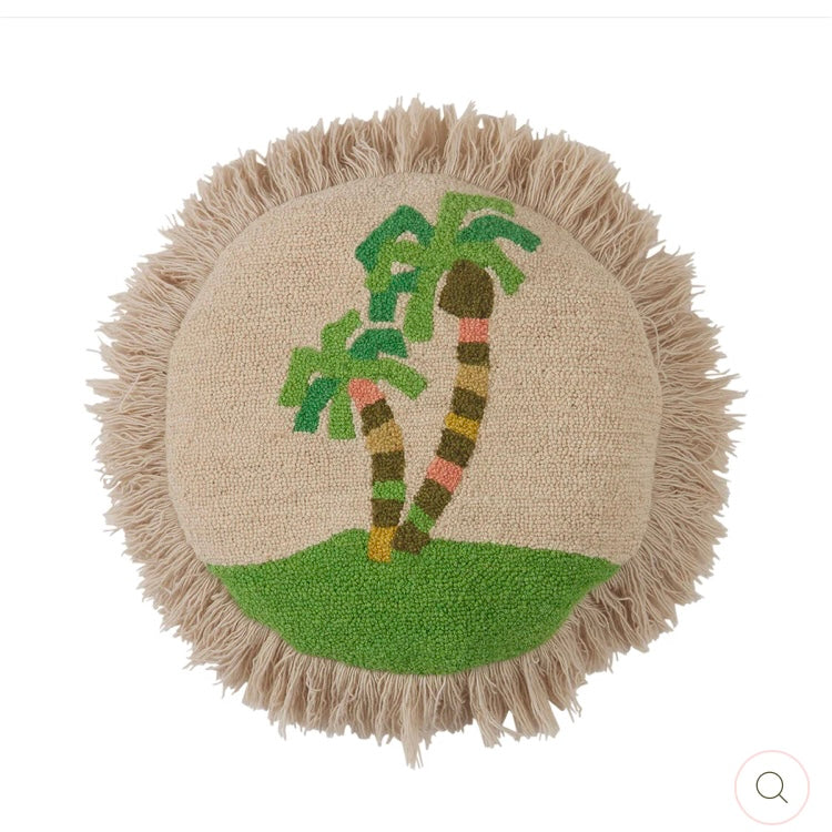 BOLSA CHICA PUNCH NEEDLE CUSHION-SAGE & CLARE