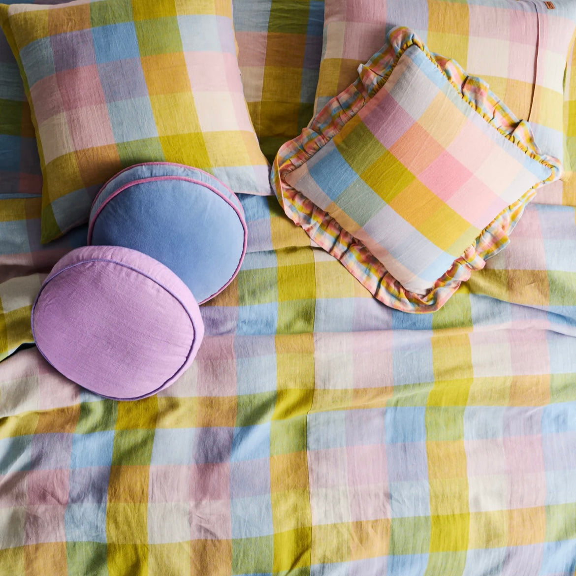 CORFU TARTAN FRILL UPHOLSTERY CUSHION