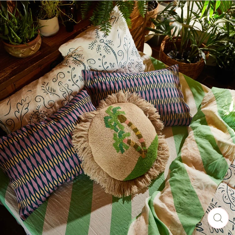 BOLSA CHICA PUNCH NEEDLE CUSHION-SAGE & CLARE