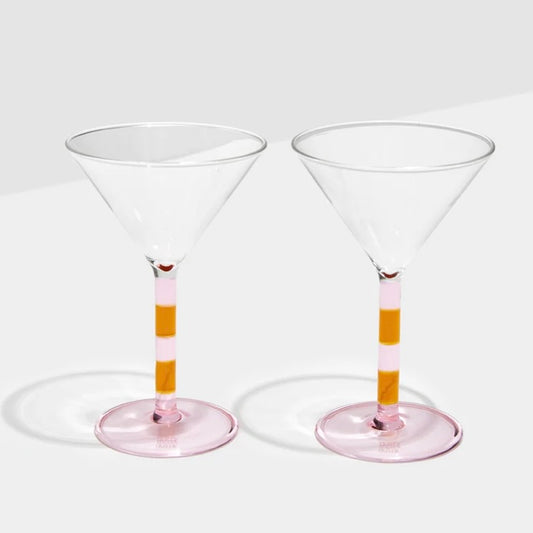 FAZEEK-TWO x STRIPED MARTINI GLASSES - PINK + AMBER