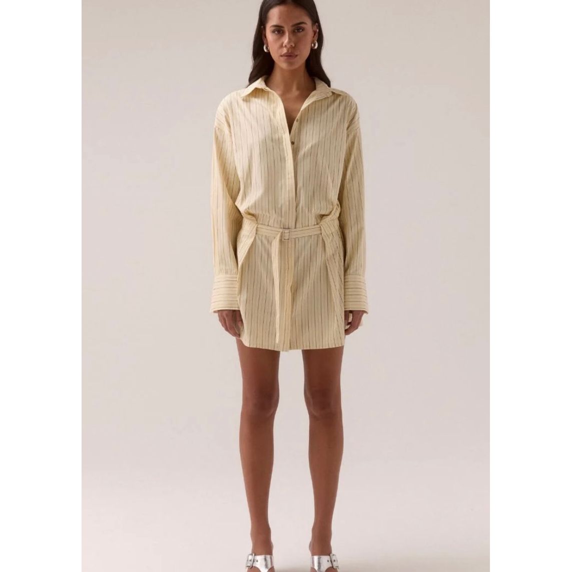 BRYNN SHIRT DRESS-LEMONADE STRIPE