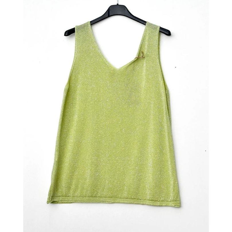 Anais Lurex Singlet-Green Anise