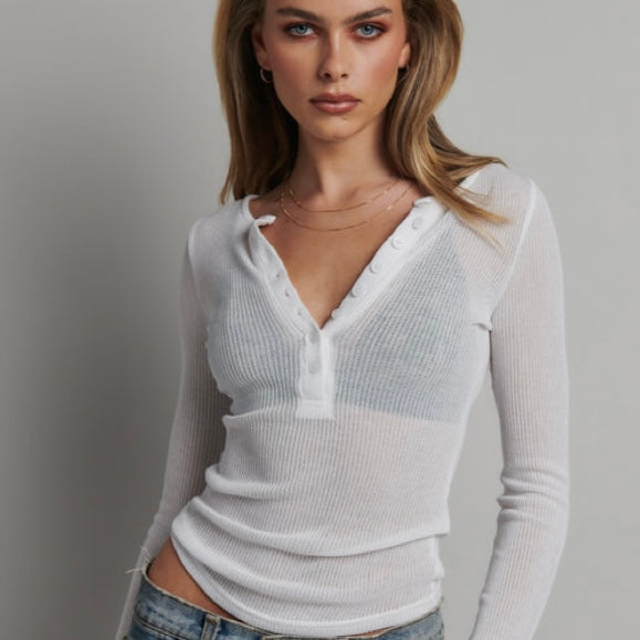 XAVIER BUTTON TOP - WHITE-BAYSE BRAND