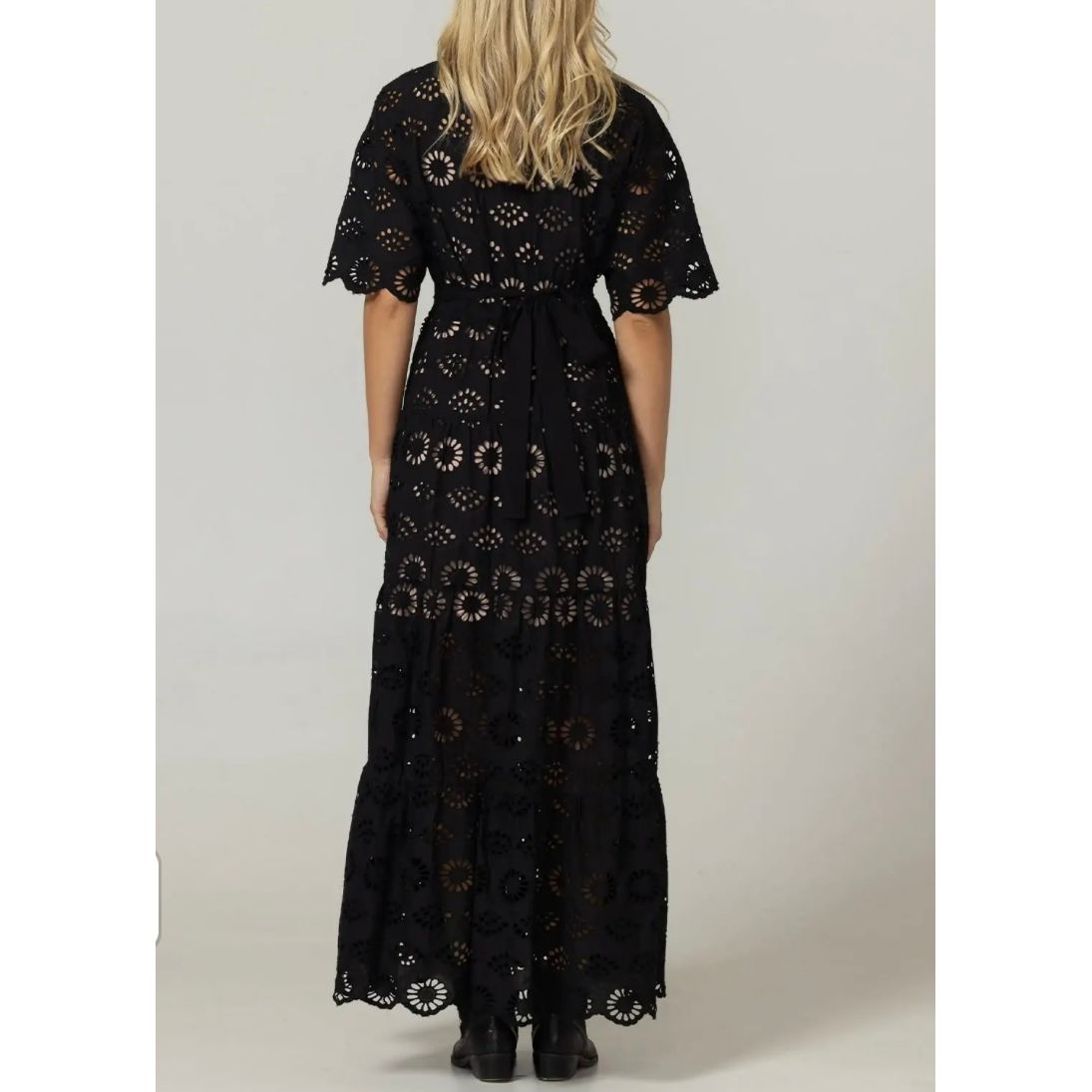 Gardenia Embroidered Dress- Miss June Paris-Intense Black