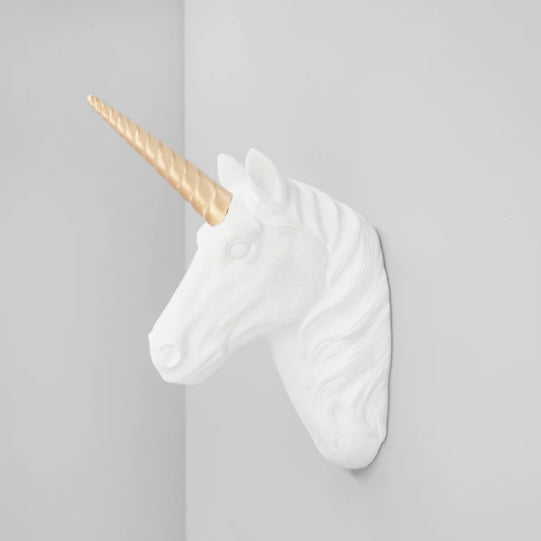 ULA THE UNICORN WALL HANGING - WHITE/GOLD