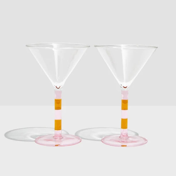 FAZEEK-TWO x STRIPED MARTINI GLASSES - PINK + AMBER