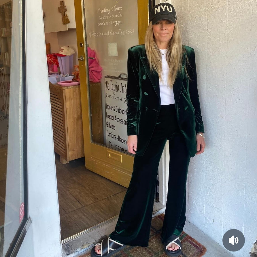 Velvet Double Breasted Blazer –Emerald Green
